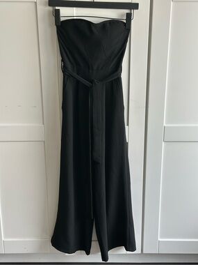 Q+A Los Angeles Black Strapless Corset Wide Leg Jumpsuit XS